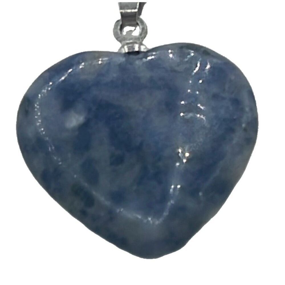 Blue Sodalite heart shaped semi polished pedant necklace.